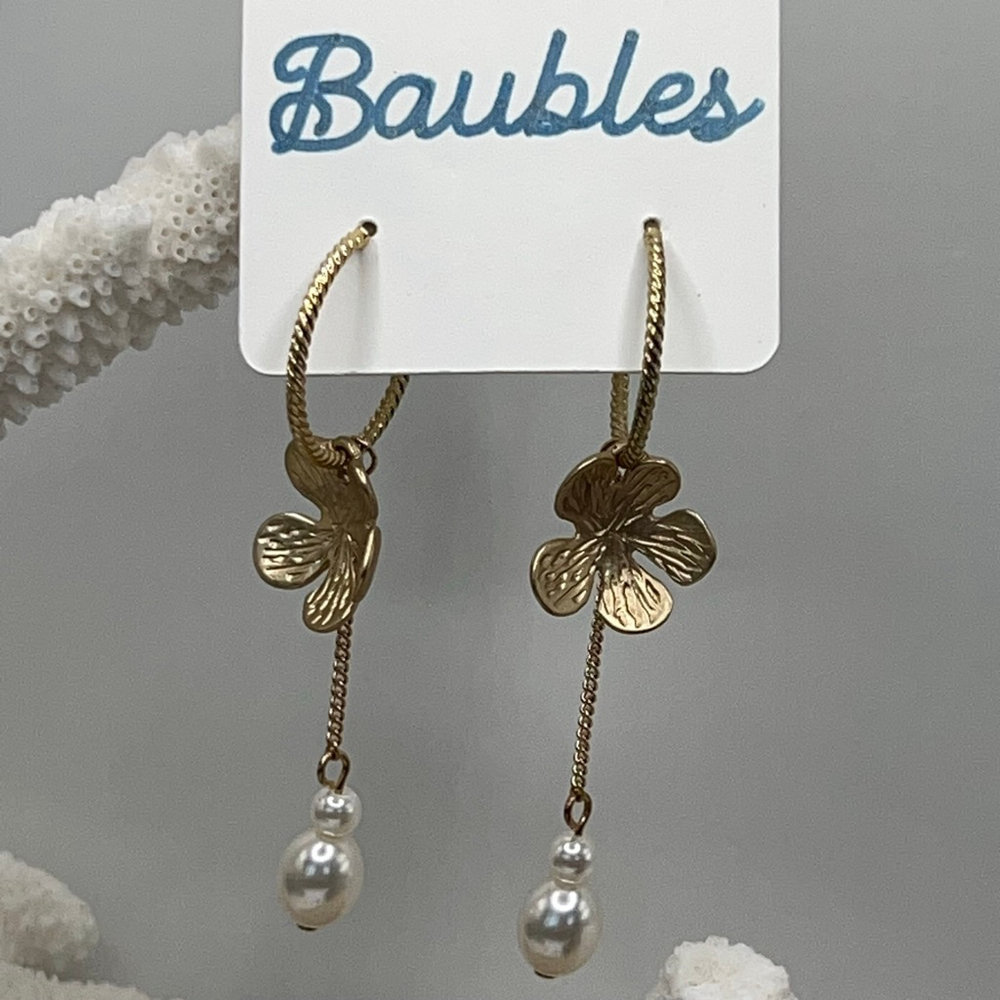 Baubles Gold Floral Dangle Earrings